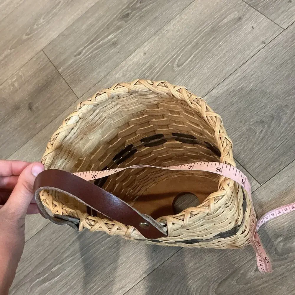 Handmade Wicker Basket Bag Holder Sara Miller Farmhouse County Rustic‎ Striped